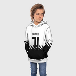 Толстовка-худи детская Ювентус полосы геометрия линии, цвет: 3D-белый — фото 2