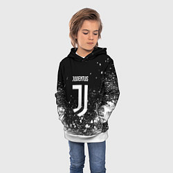 Толстовка-худи детская Ювентус всплеск белых красок, цвет: 3D-белый — фото 2