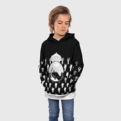 Толстовка-худи детская Реал Мадрид люди краски, цвет: 3D-белый — фото 2