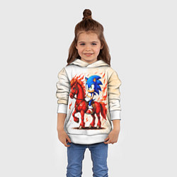 Толстовка-худи детская Соник верхом на коне, цвет: 3D-белый — фото 2