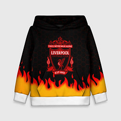 Толстовка-худи детская Liverpool огонь спорт, цвет: 3D-белый