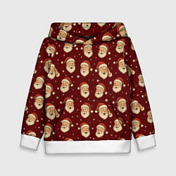 Толстовка-худи детская Паттерн с Сантой, цвет: 3D-белый