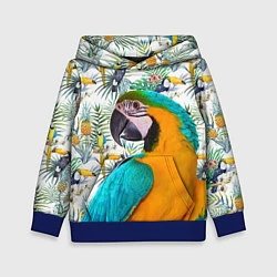 Толстовка-худи детская Летний попугай, цвет: 3D-синий