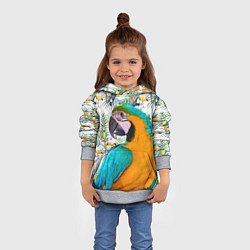 Толстовка-худи детская Летний попугай, цвет: 3D-меланж — фото 2