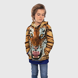Толстовка-худи детская Взгляд тигра, цвет: 3D-синий — фото 2