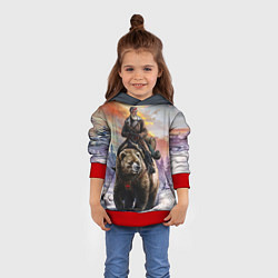 Толстовка-худи детская Красноармеец на медведе, цвет: 3D-красный — фото 2