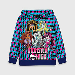 Толстовка-худи детская Monster High, цвет: 3D-синий