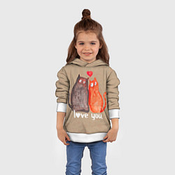 Толстовка-худи детская Влюбленные котики, цвет: 3D-белый — фото 2