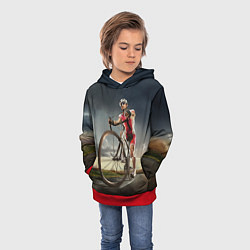 Толстовка-худи детская Велогонщик, цвет: 3D-красный — фото 2