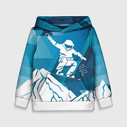 Толстовка-худи детская Горы и сноубордист, цвет: 3D-белый