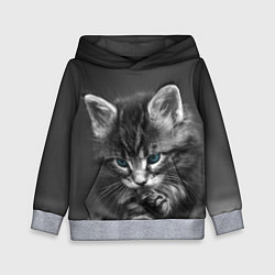 Толстовка-худи детская Голубоглазый котенок, цвет: 3D-меланж