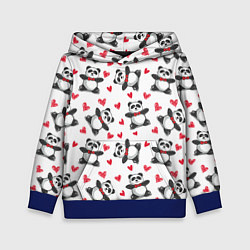 Толстовка-худи детская Любимые панды, цвет: 3D-синий