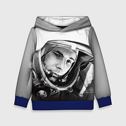 Толстовка-худи детская Юрий Гагарин, цвет: 3D-синий