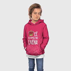 Толстовка-худи детская Её величество Елена, цвет: 3D-белый — фото 2