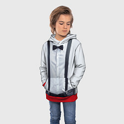 Толстовка-худи детская Рубашка с подтяжками, цвет: 3D-красный — фото 2