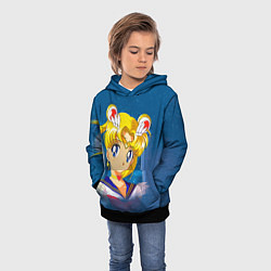 Толстовка-худи детская Сейлор Мун, цвет: 3D-черный — фото 2