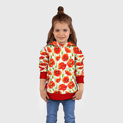 Толстовка-худи детская Маки, цвет: 3D-красный — фото 2