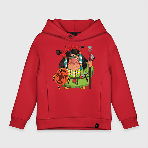 Детское худи оверсайз Забавные Индейцы 8 / Красный – фото 1
