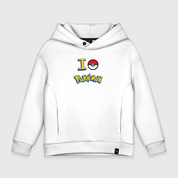 Толстовка оверсайз детская Покемон I love pokemon, цвет: белый