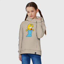 Толстовка оверсайз детская Maggie Simpson, цвет: миндальный — фото 2