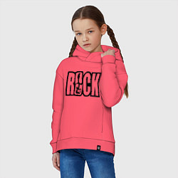 Толстовка оверсайз детская Rock Logo, цвет: коралловый — фото 2