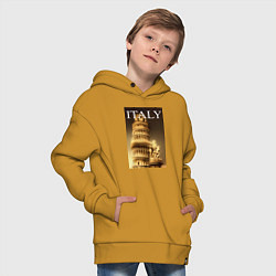 Толстовка оверсайз детская Leaning tower of Pisa, цвет: горчичный — фото 2