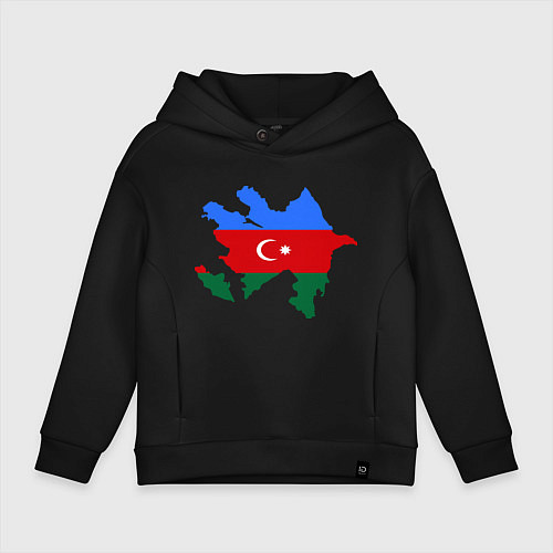 Детское худи оверсайз Azerbaijan map / Черный – фото 1