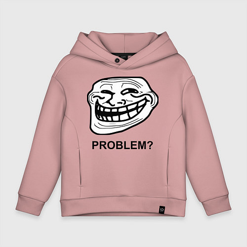 Детское худи оверсайз Trollface. Problem? Проблемы? / Пыльно-розовый – фото 1