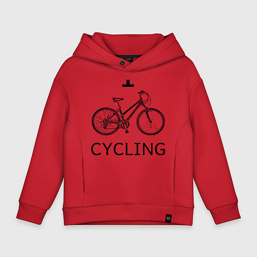 Детское худи оверсайз I love cycling / Красный – фото 1