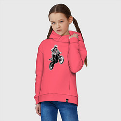 Толстовка оверсайз детская Мотокросс, цвет: коралловый — фото 2