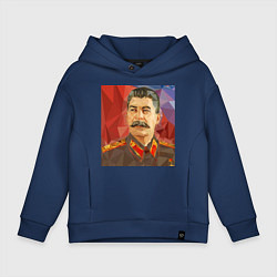 Толстовка оверсайз детская Сталин: полигоны, цвет: тёмно-синий