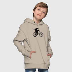 Толстовка оверсайз детская Ежик на велосипеде, цвет: миндальный — фото 2