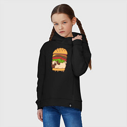 Толстовка оверсайз детская Мопс-бургер, цвет: черный — фото 2