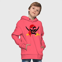 Толстовка оверсайз детская Пиратская футболка, цвет: коралловый — фото 2