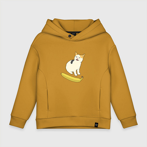 Детское худи оверсайз Cat no banana meme / Горчичный – фото 1