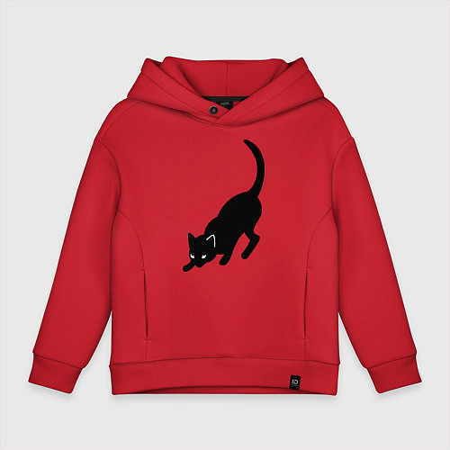 Детское худи оверсайз ЧернаяБелая кошечка / Красный – фото 1
