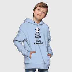 Толстовка оверсайз детская Keep Calm & Hug A Panda, цвет: мягкое небо — фото 2