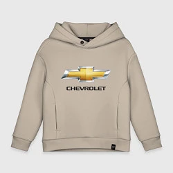 Толстовка оверсайз детская Chevrolet логотип, цвет: миндальный