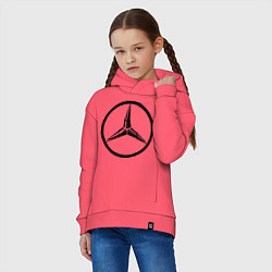 Толстовка оверсайз детская Mercedes-Benz logo, цвет: коралловый — фото 2