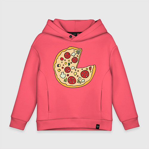 Детское худи оверсайз Пицца парная / Коралловый – фото 1