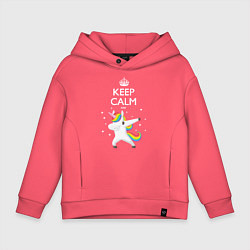 Толстовка оверсайз детская Keep Calm & Dab Unicorn, цвет: коралловый