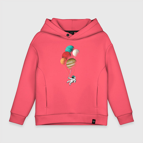 Детское худи оверсайз Космические шары / Коралловый – фото 1