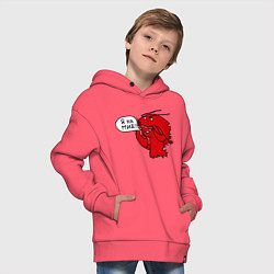 Толстовка оверсайз детская Рак: я на мид, цвет: коралловый — фото 2