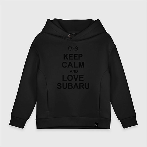 Детское худи оверсайз Keep Calm & Love Subaru / Черный – фото 1