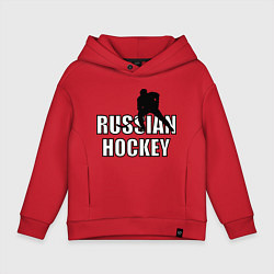 Толстовка оверсайз детская Russian hockey, цвет: красный
