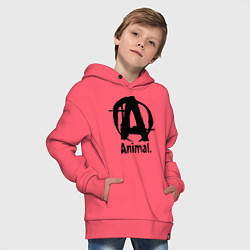 Толстовка оверсайз детская Animal Logo, цвет: коралловый — фото 2