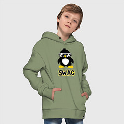 Толстовка оверсайз детская SWAG Penguin, цвет: авокадо — фото 2