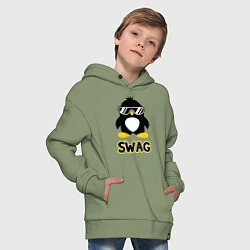 Толстовка оверсайз детская SWAG Penguin, цвет: авокадо — фото 2