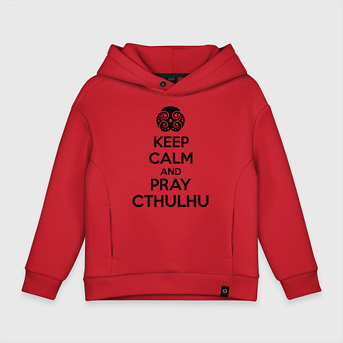 Детское худи оверсайз Keep Calm & Pray Cthulhu / Красный – фото 1