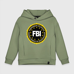 Толстовка оверсайз детская FBI Departament, цвет: авокадо